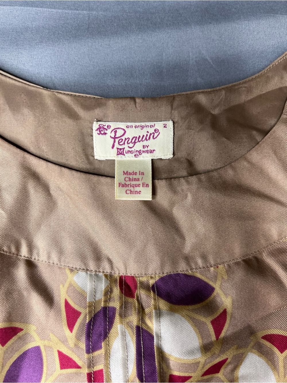 Original Penguin by Munsingwear Vintage 100% Silk Retro Shift Dress Size 2 lined
